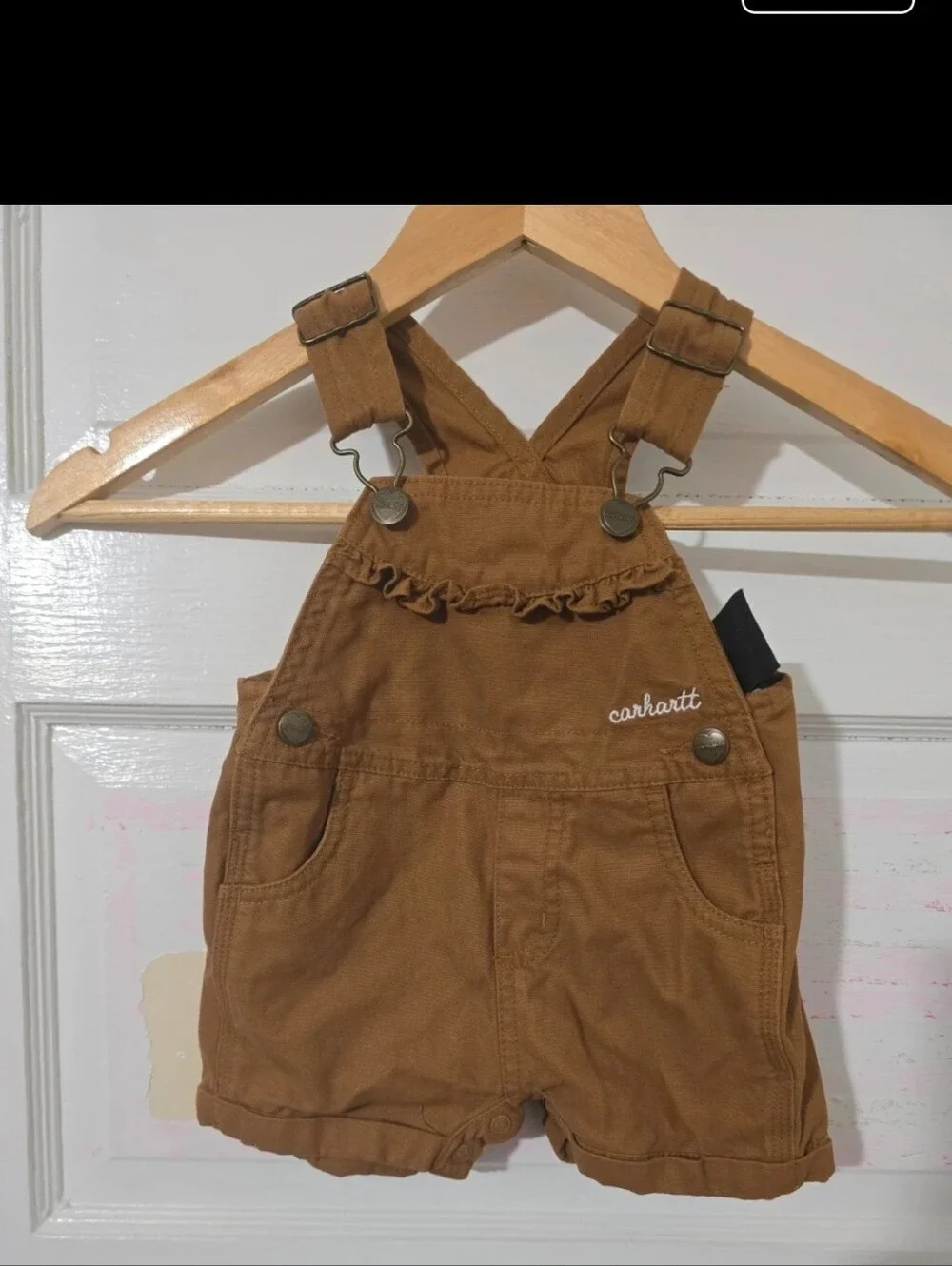 Carhartt Kids Brown Overalls with White Script Logo